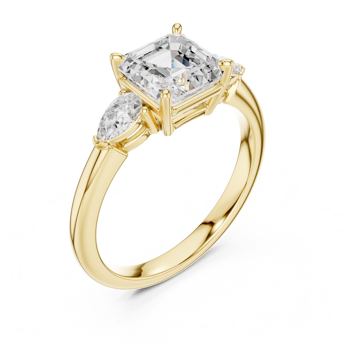 Emerald Lab Grown Diamond Three-Stone Engagement Ring