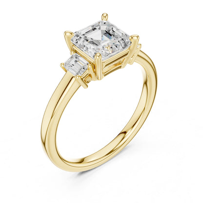 Emerald Lab Grown Diamond Three-Stone Engagement Ring