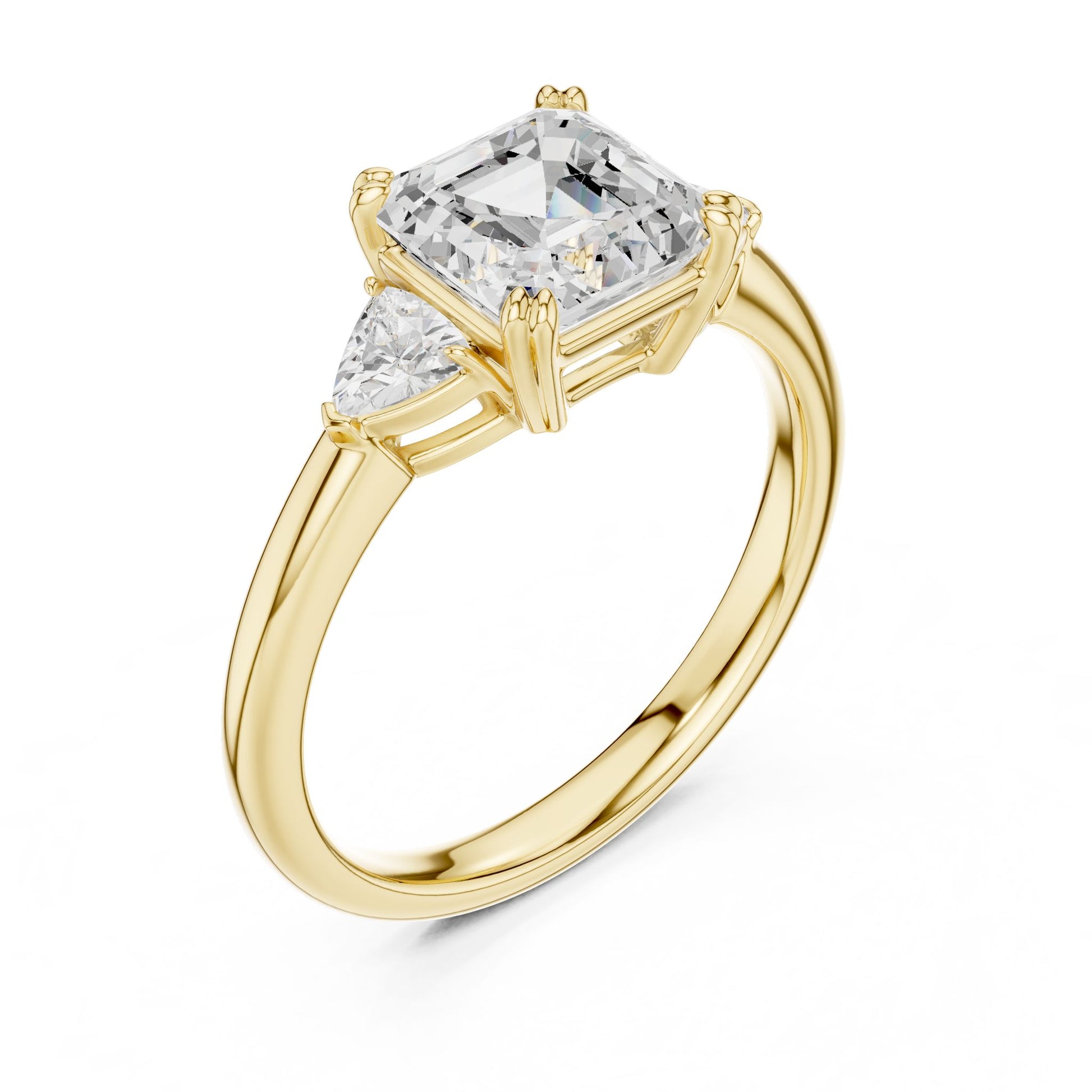Emerald Lab Grown Diamond Three-Stone Engagement Ring