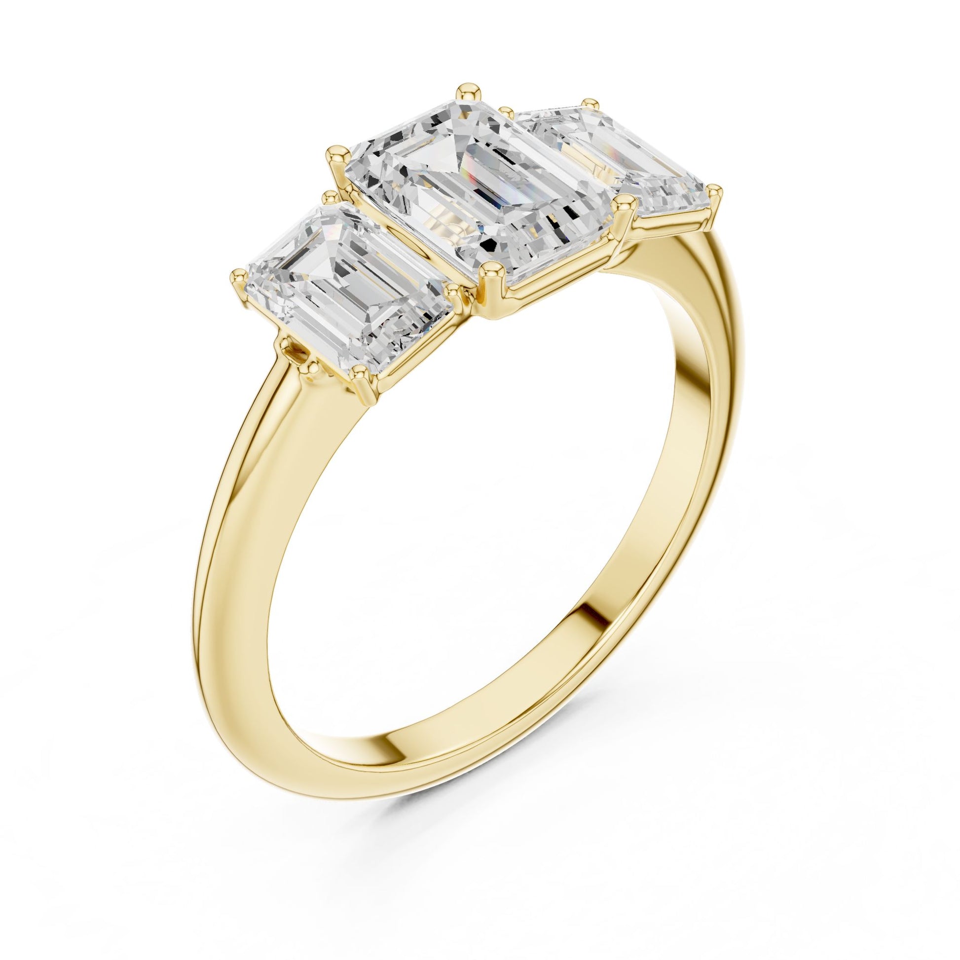 Emerald Lab Grown Diamond Three-Stone Engagement Ring