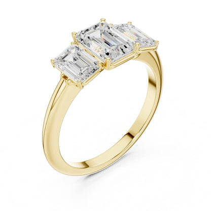 Emerald Lab Grown Diamond Three-Stone Engagement Ring