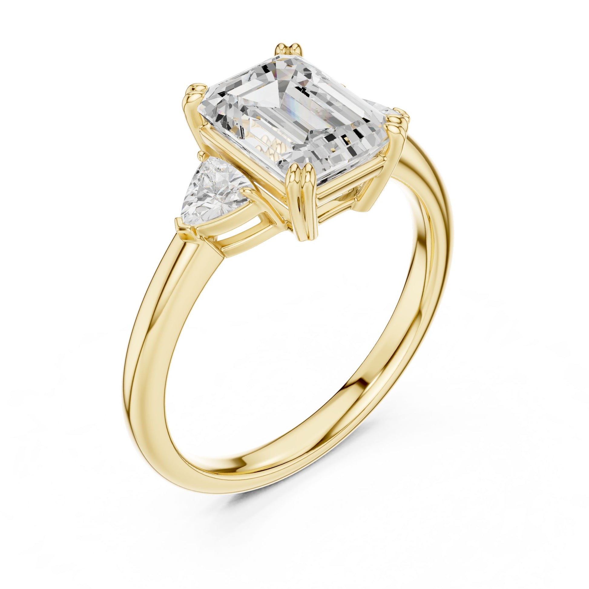 Emerald Lab Grown Diamond Three-Stone Engagement Ring