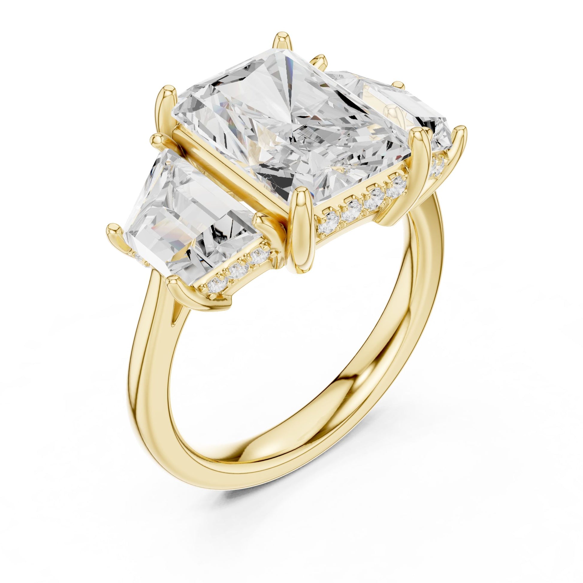 Emerald Lab Grown Diamond Three-Stone Engagement Ring