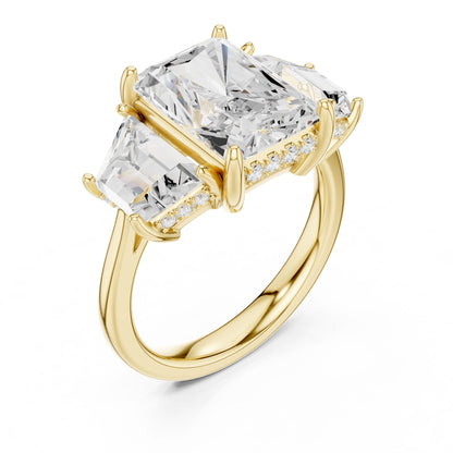 Emerald Lab Grown Diamond Three-Stone Engagement Ring