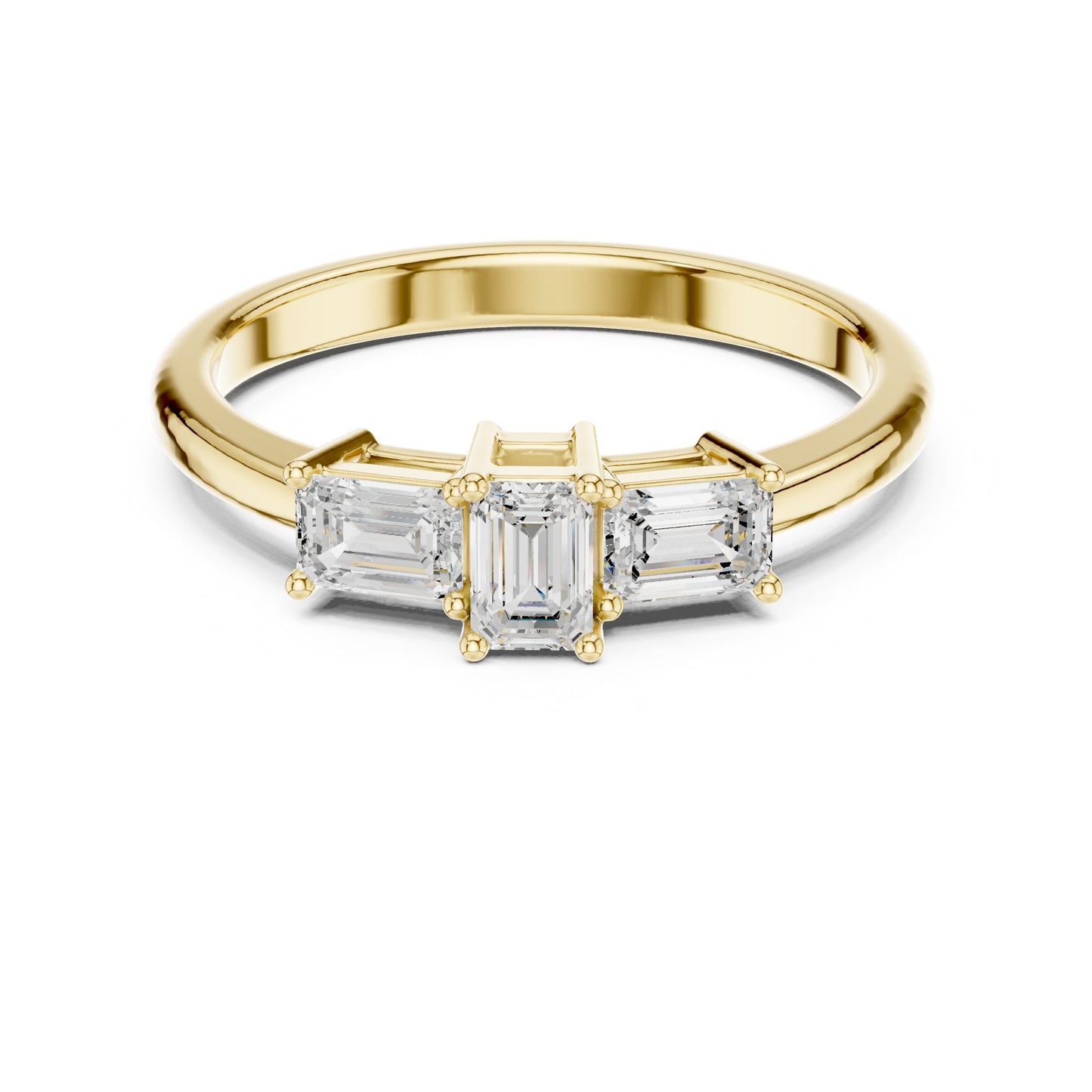 Emerald Lab Grown Diamond Three-Stone Engagement Ring