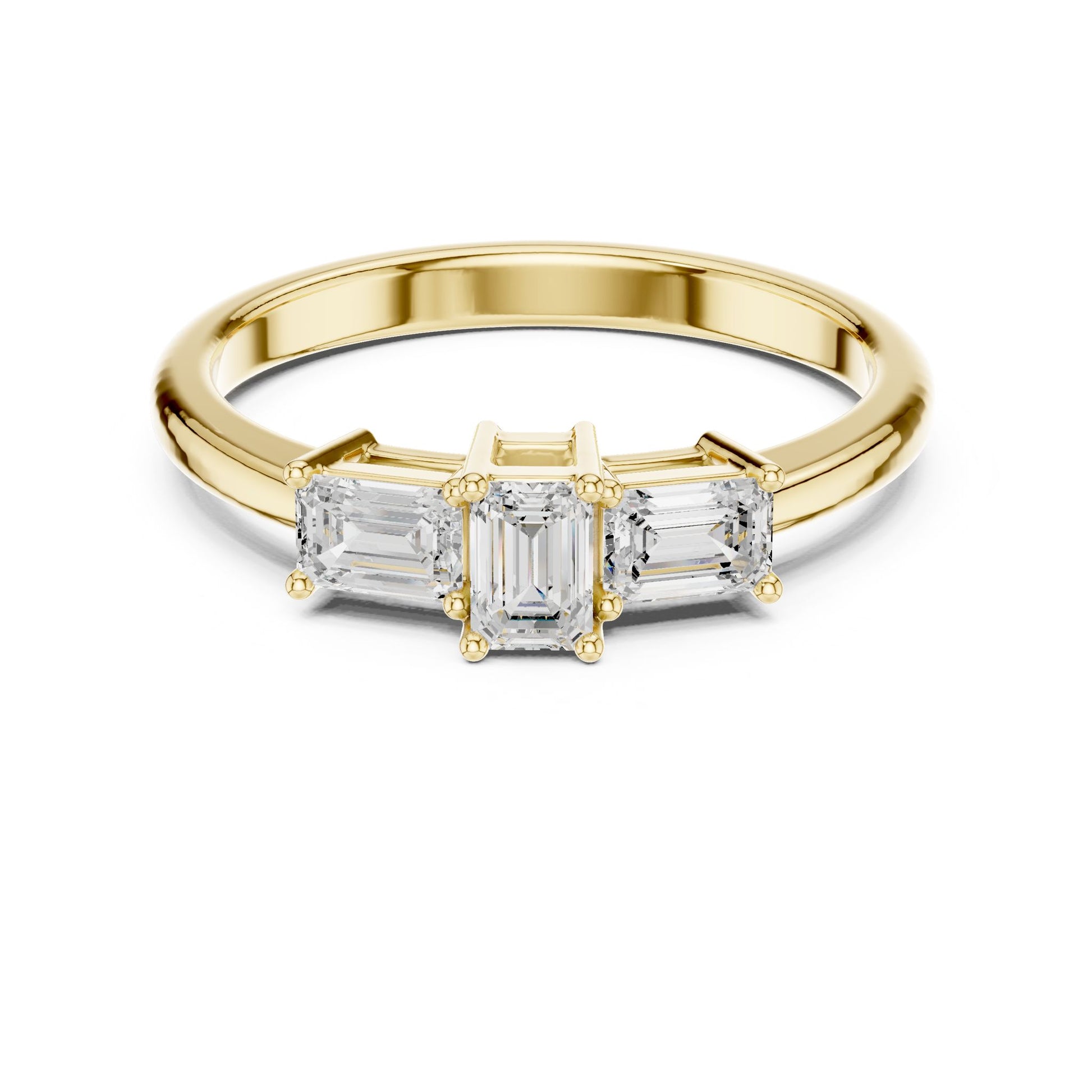 Emerald Lab Grown Diamond Three-Stone Engagement Ring