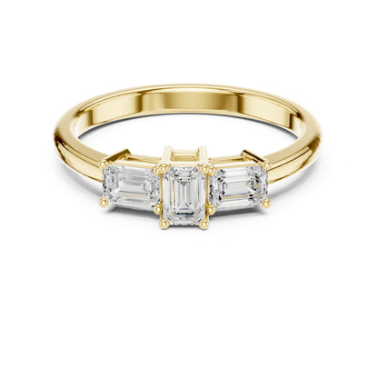 Emerald Lab Grown Diamond Three-Stone Engagement Ring