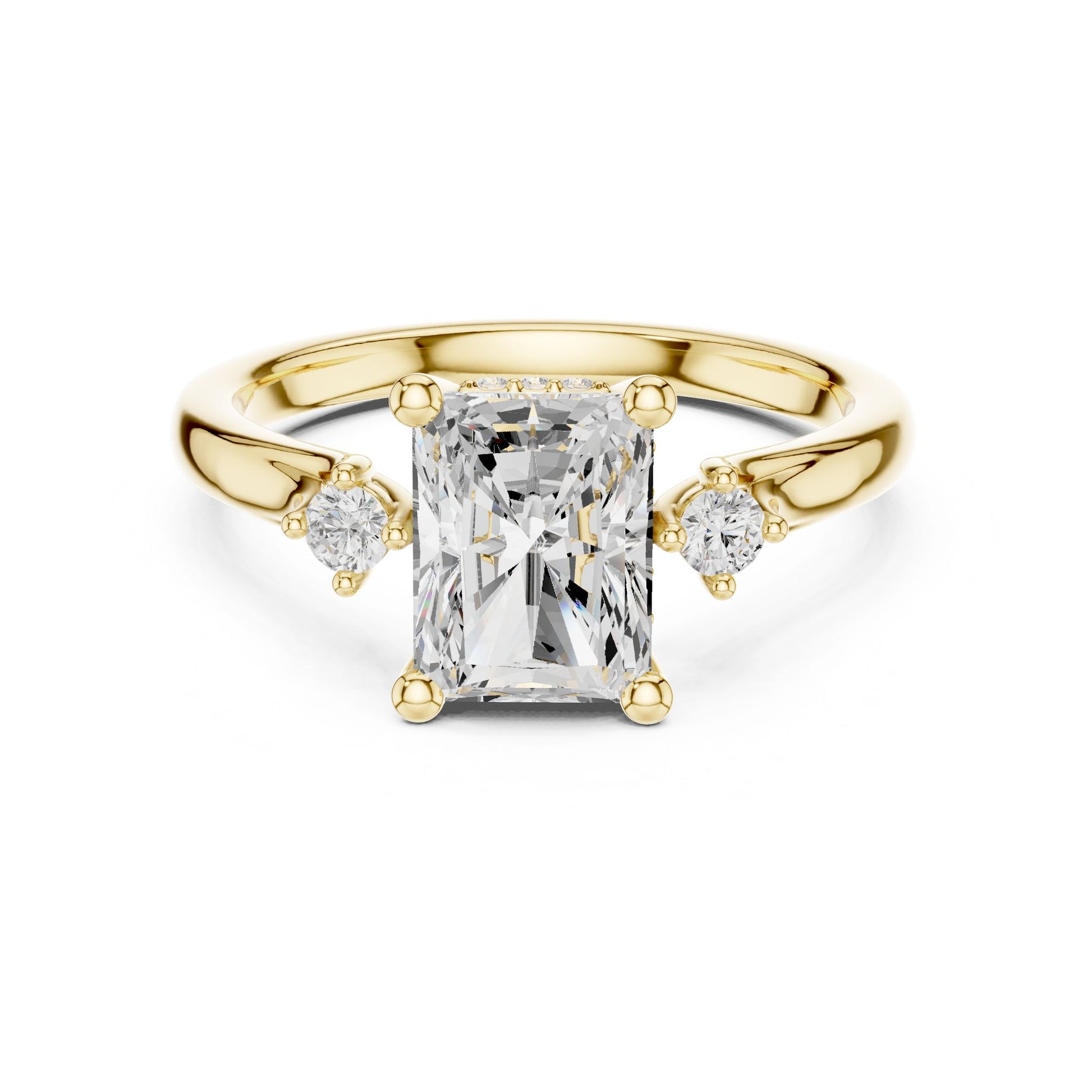 Emerald Lab Grown Diamond Three-Stone Engagement Ring