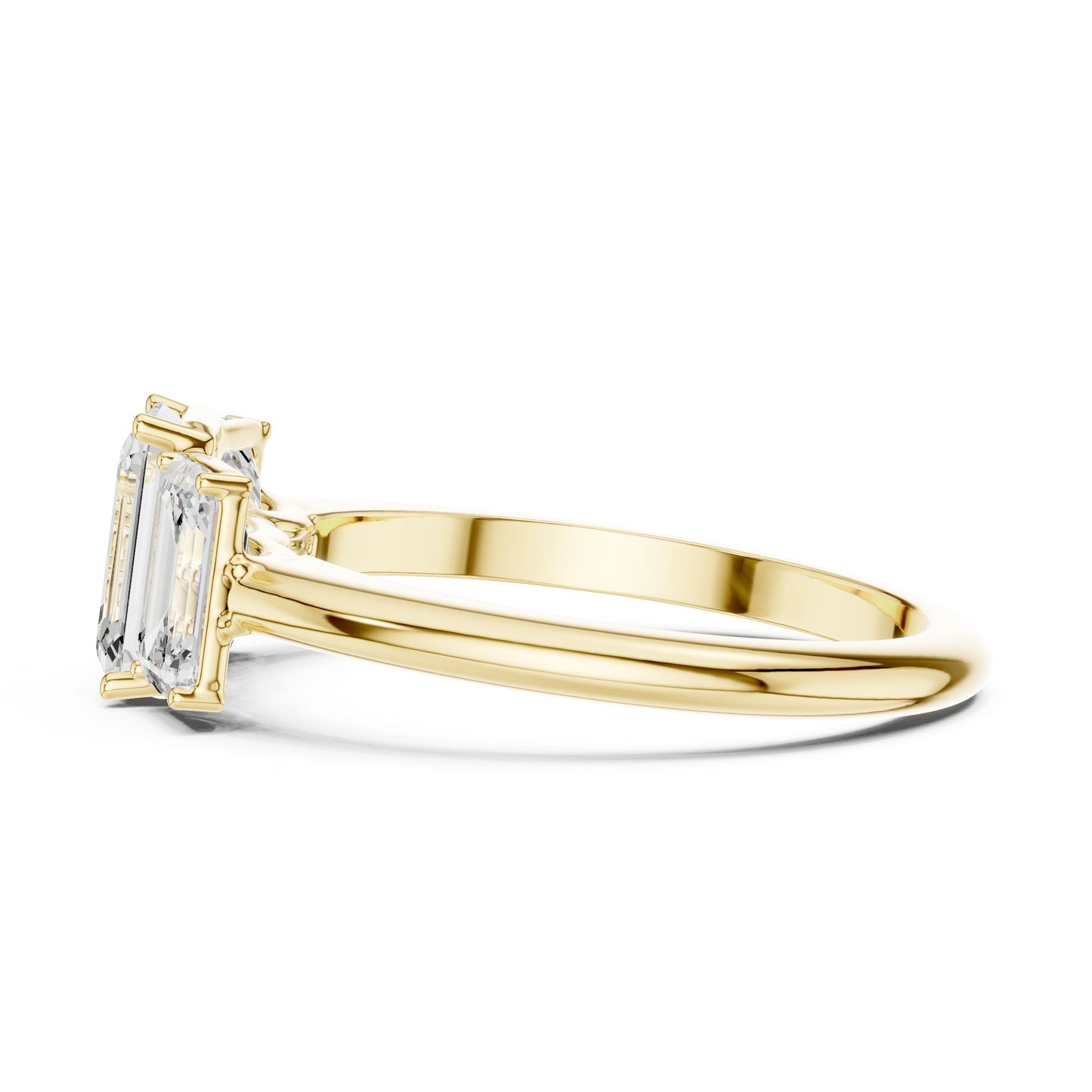 Emerald Lab Grown Diamond Three-Stone Engagement Ring