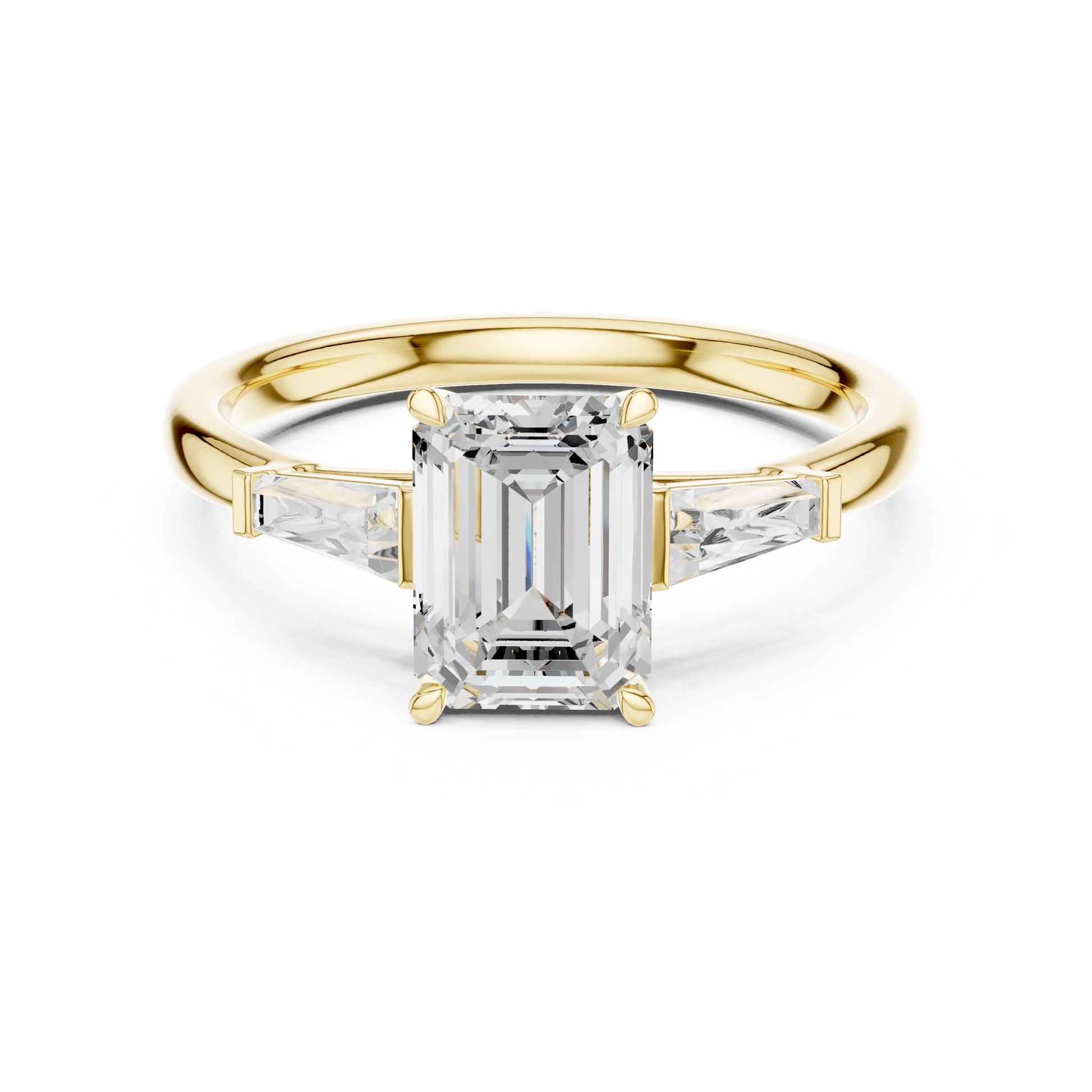 Emerald Lab Grown Diamond Three-Stone Engagement Ring