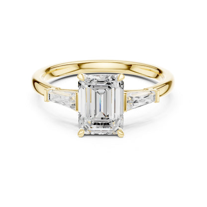 Emerald Lab Grown Diamond Three-Stone Engagement Ring