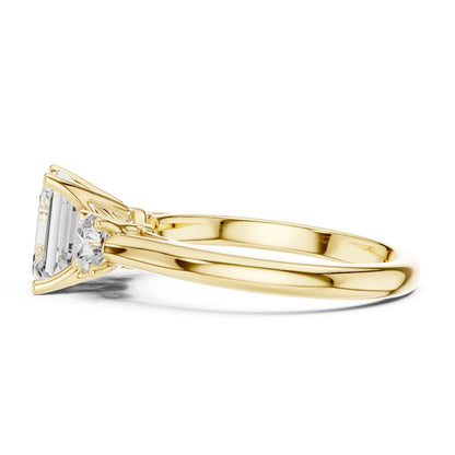 Emerald Lab Grown Diamond Three-Stone Engagement Ring