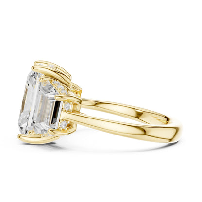 Emerald Lab Grown Diamond Three-Stone Engagement Ring