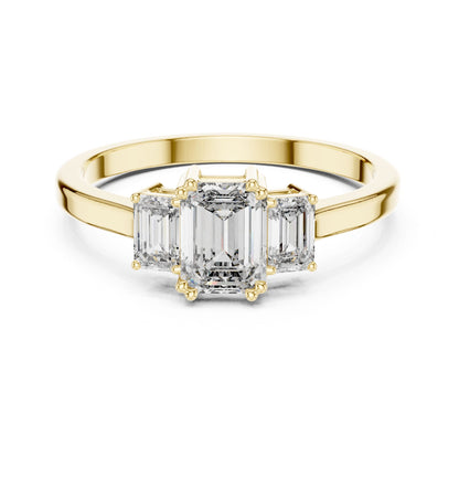 Emerald Lab Grown Diamond Three-Stone Engagement Ring