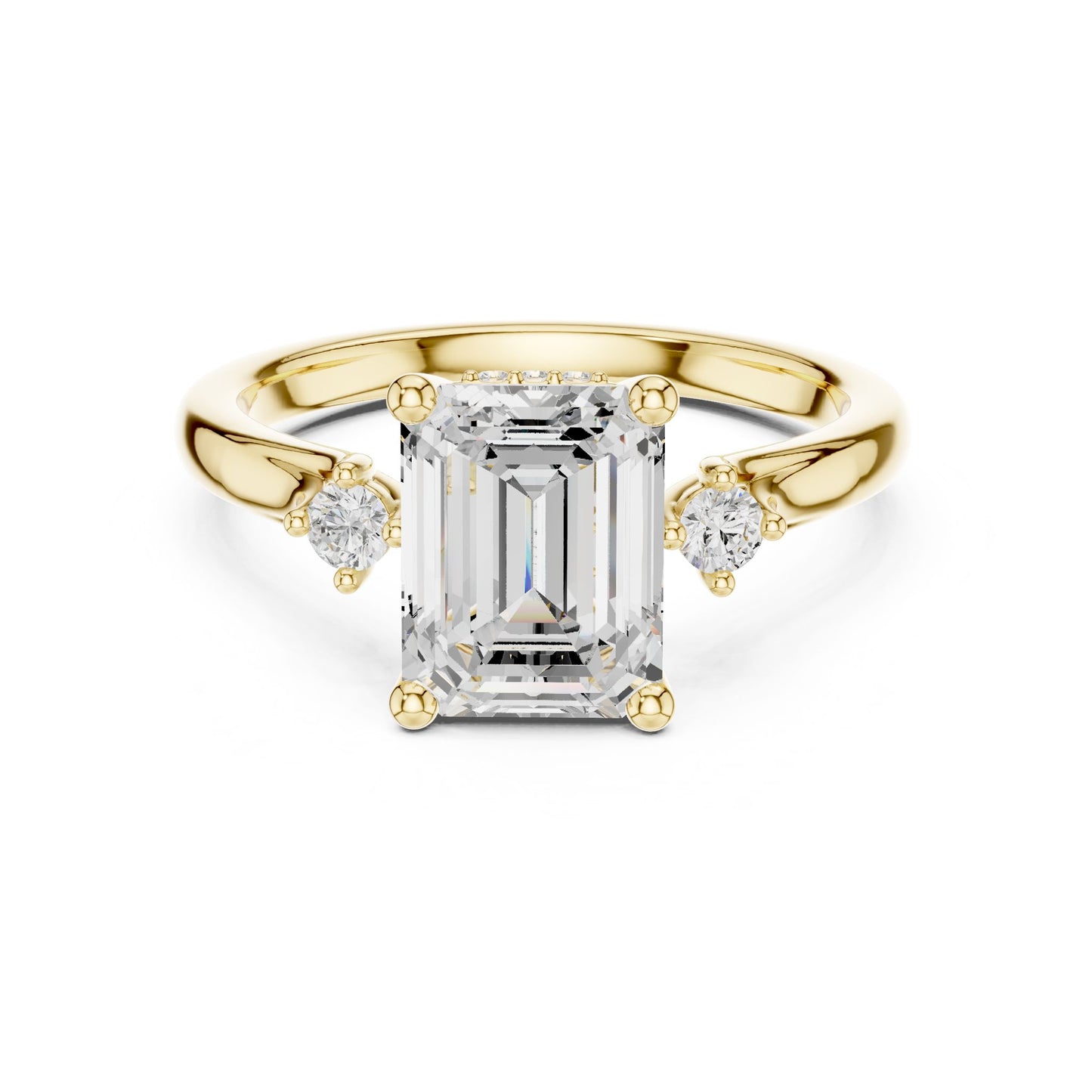 Emerald Lab Grown Diamond Three-Stone Engagement Ring