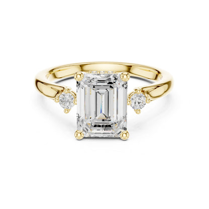 Emerald Lab Grown Diamond Three-Stone Engagement Ring
