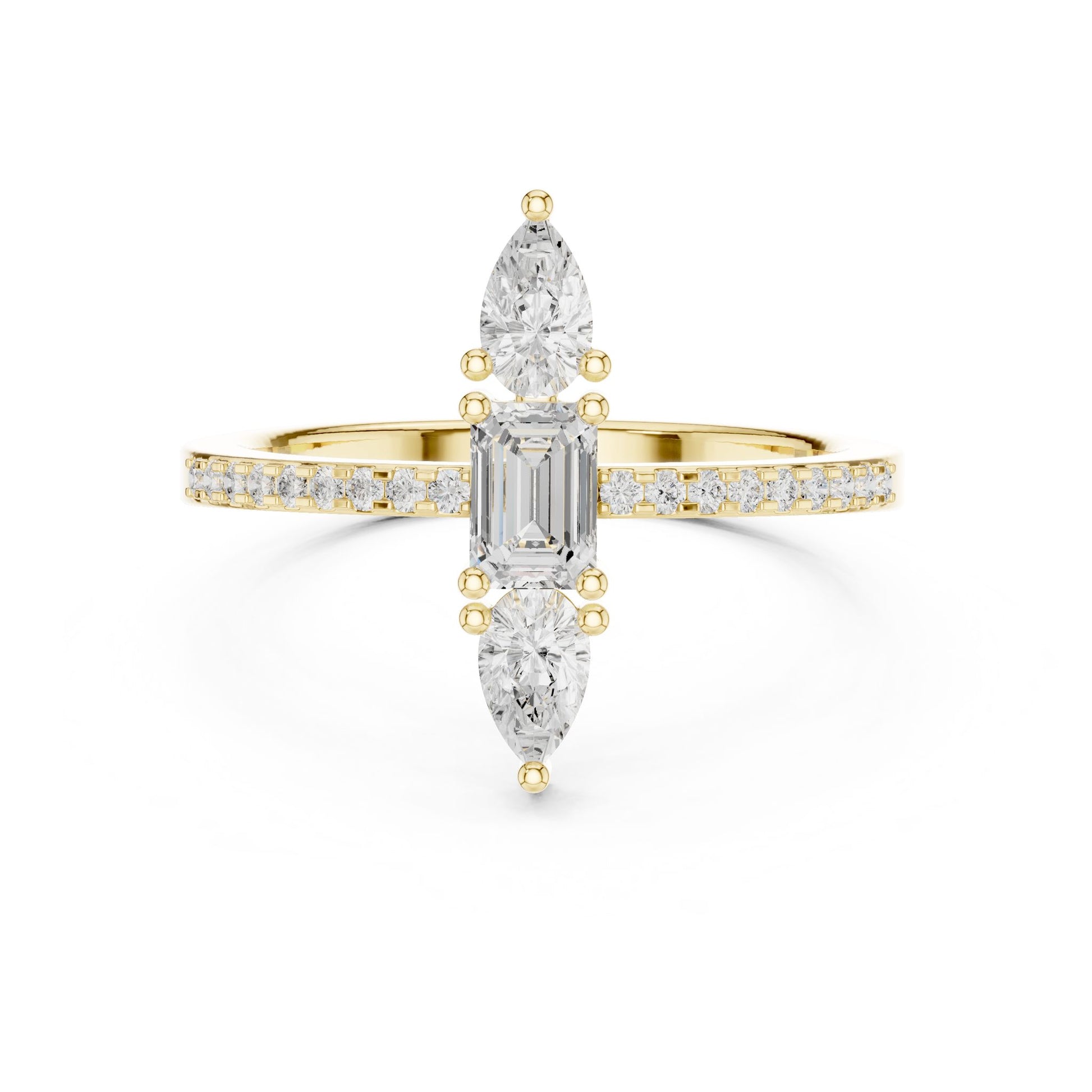 Emerald Lab Grown Diamond Three-Stone Engagement Ring