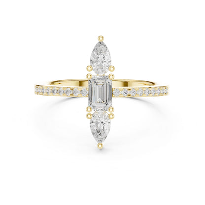 Emerald Lab Grown Diamond Three-Stone Engagement Ring