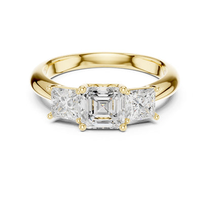 Emerald Lab Grown Diamond Three-Stone Engagement Ring