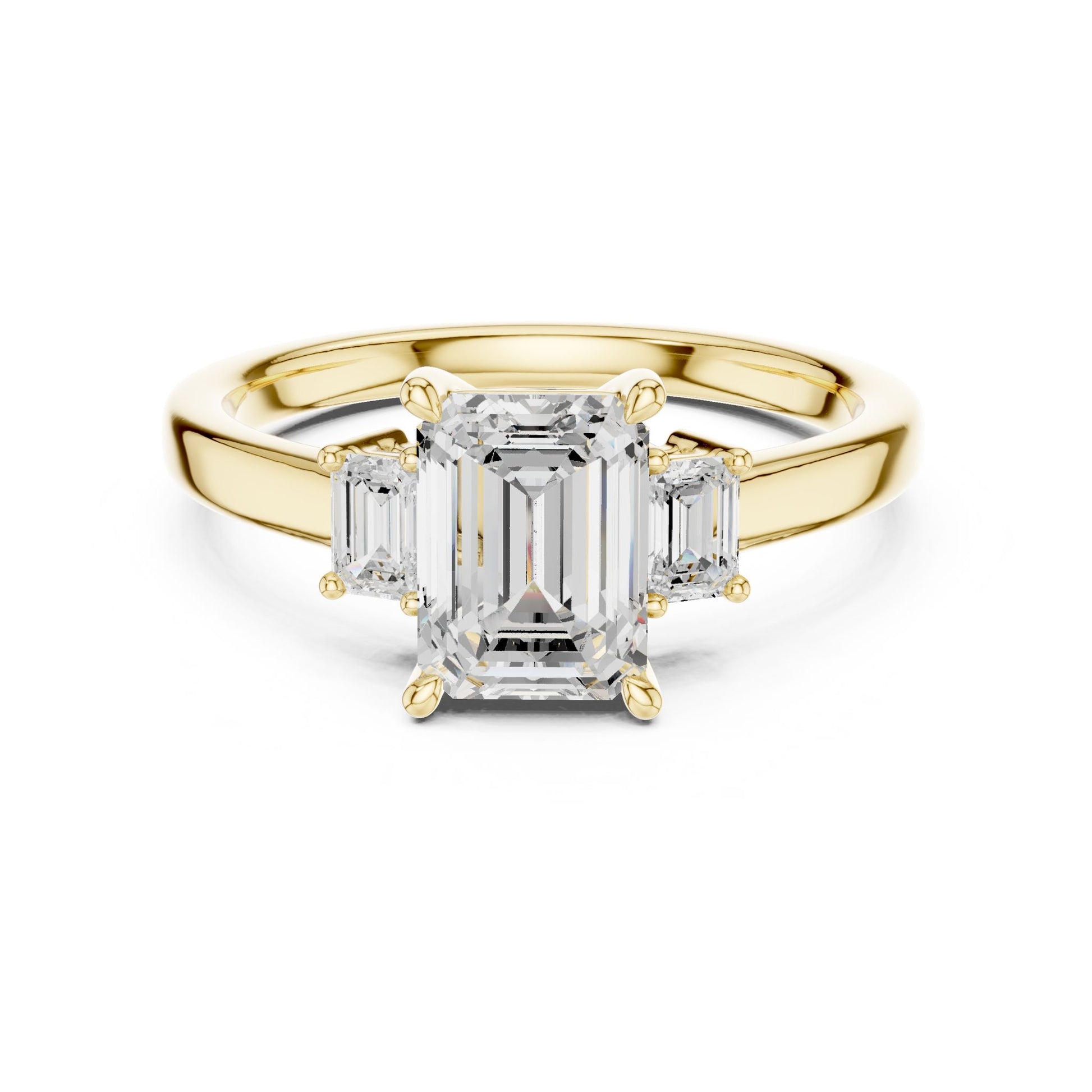 Emerald Lab Grown Diamond Three-Stone Engagement Ring