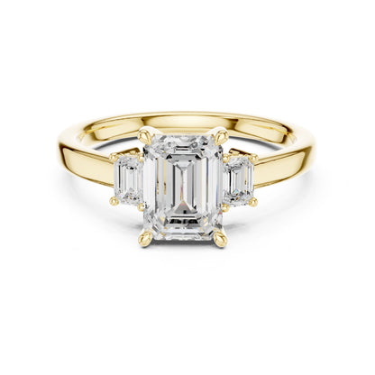 Emerald Lab Grown Diamond Three-Stone Engagement Ring
