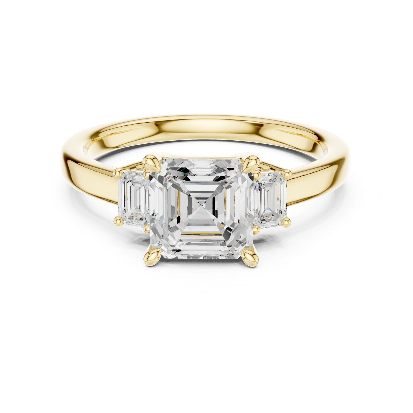 Emerald Lab Grown Diamond Three-Stone Engagement Ring