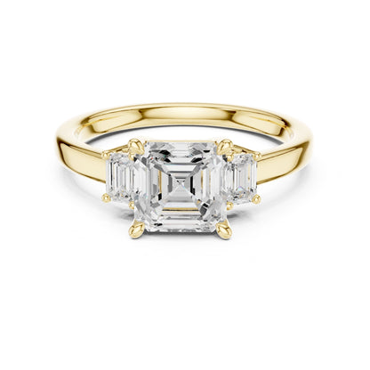 Emerald Lab Grown Diamond Three-Stone Engagement Ring