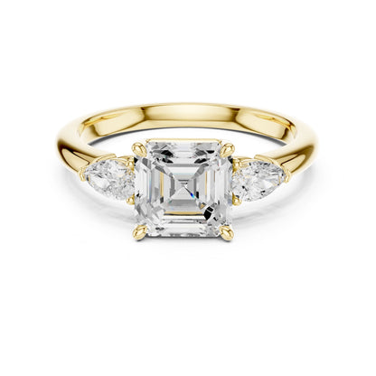 Emerald Lab Grown Diamond Three-Stone Engagement Ring