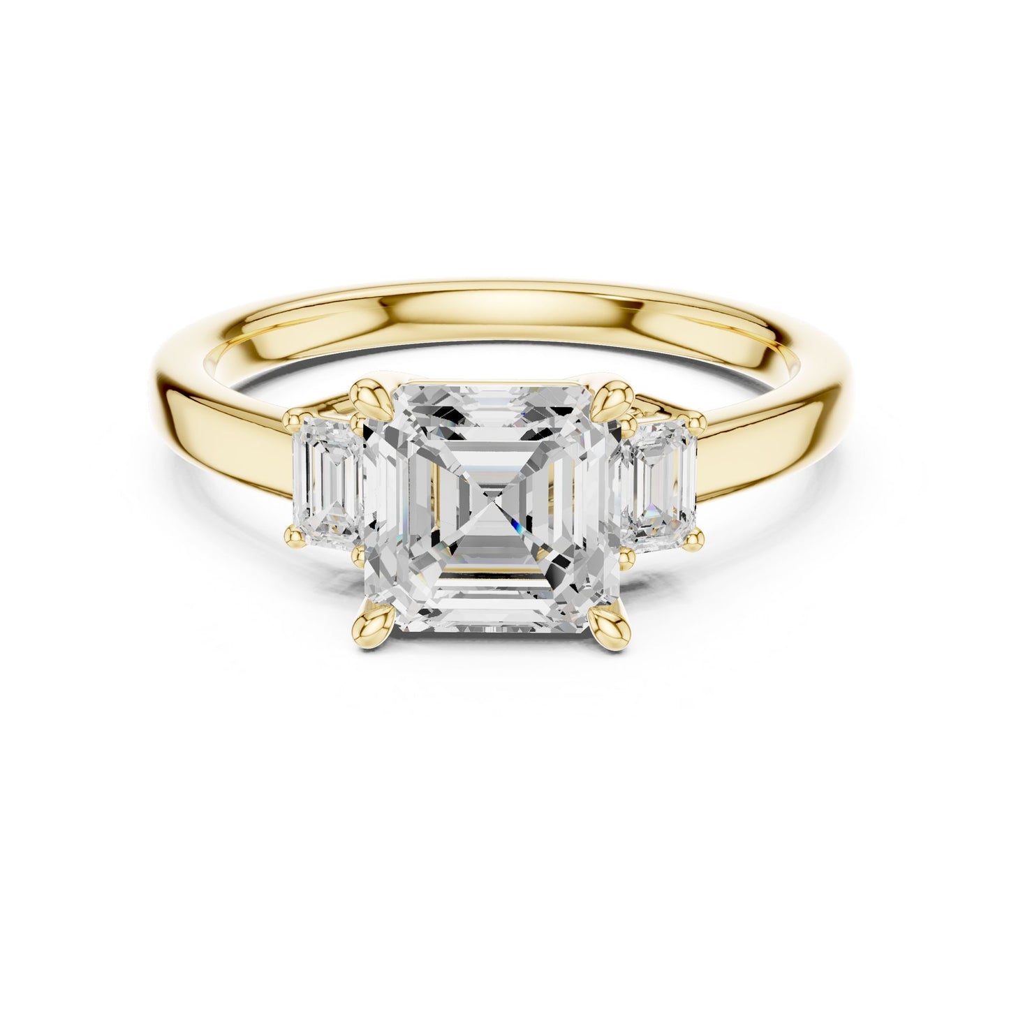 Emerald Lab Grown Diamond Three-Stone Engagement Ring