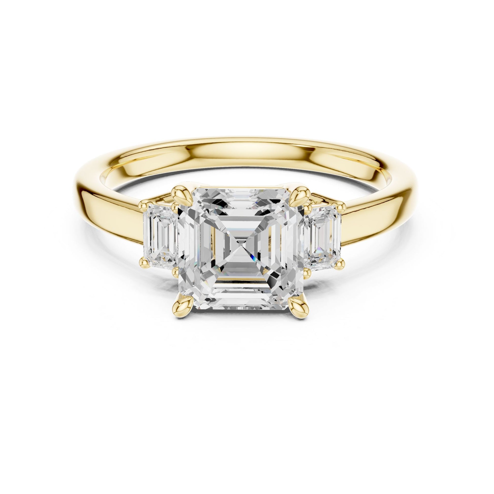 Emerald Lab Grown Diamond Three-Stone Engagement Ring