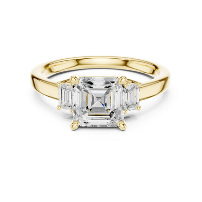 Emerald Lab Grown Diamond Three-Stone Engagement Ring