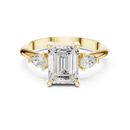 Emerald Lab Grown Diamond Three-Stone Engagement Ring