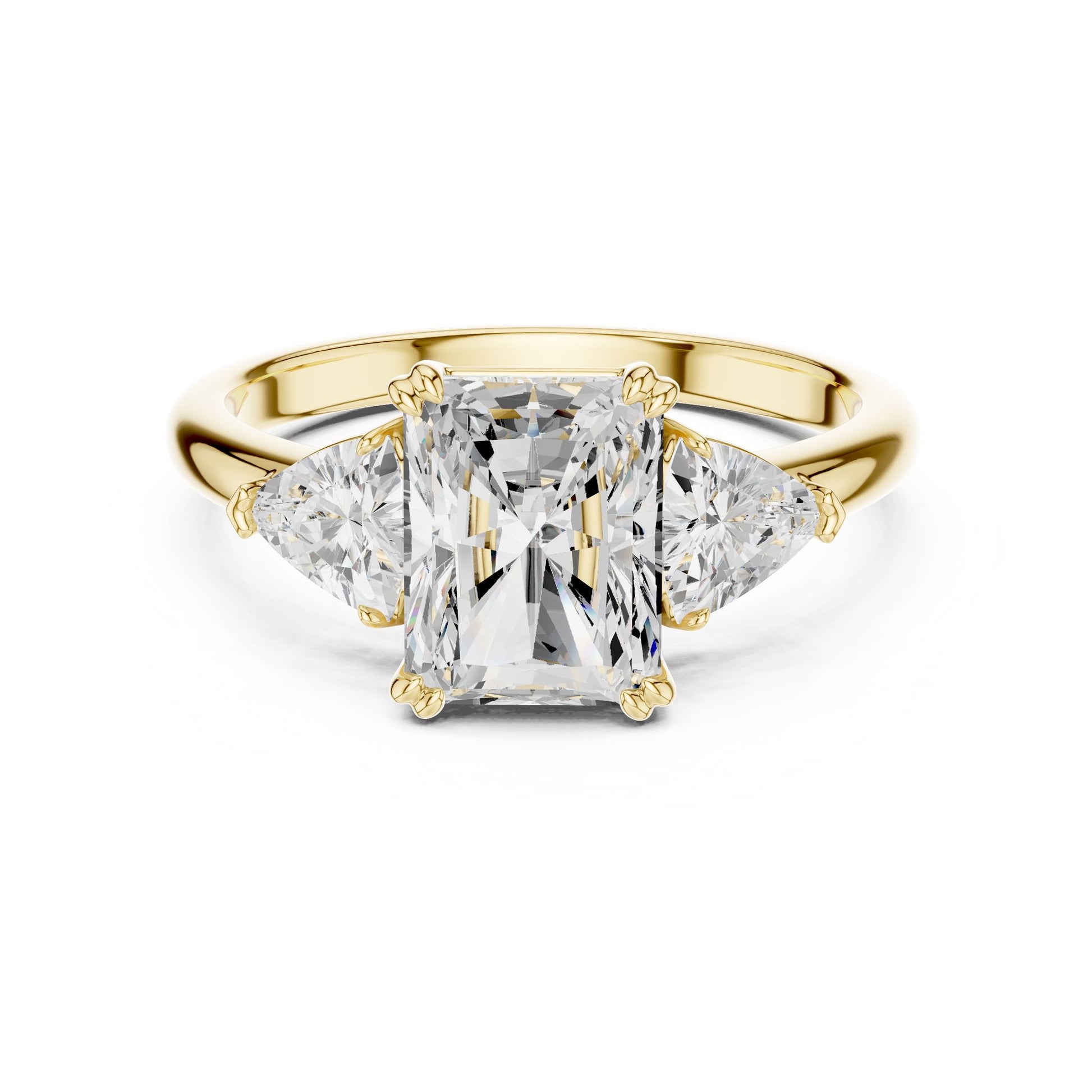 Emerald Lab Grown Diamond Three-Stone Engagement Ring