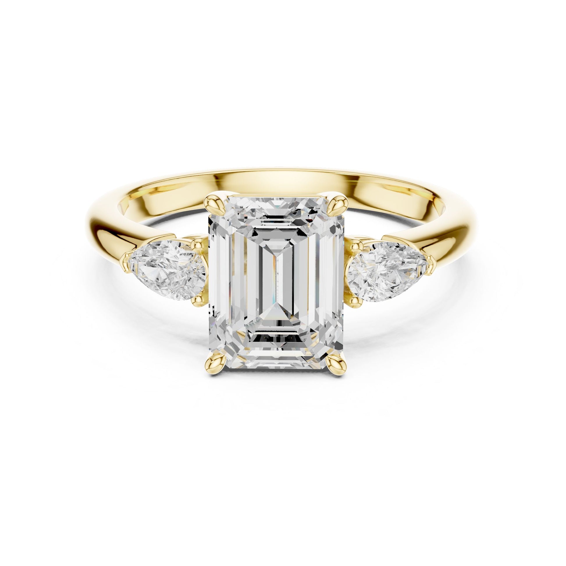 Emerald Lab Grown Diamond Three-Stone Engagement Ring