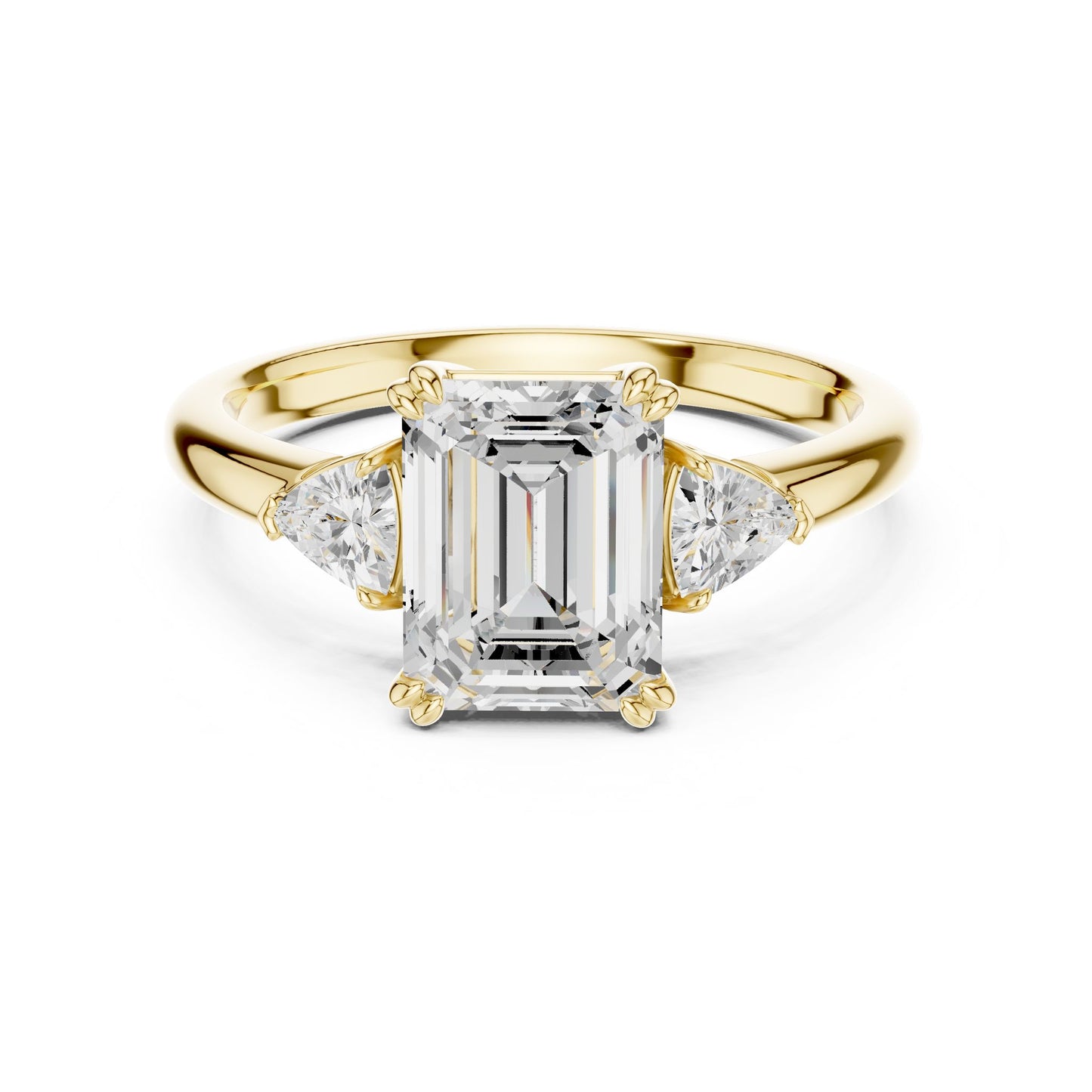 Emerald Lab Grown Diamond Three-Stone Engagement Ring