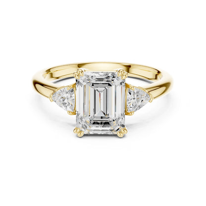 Emerald Lab Grown Diamond Three-Stone Engagement Ring
