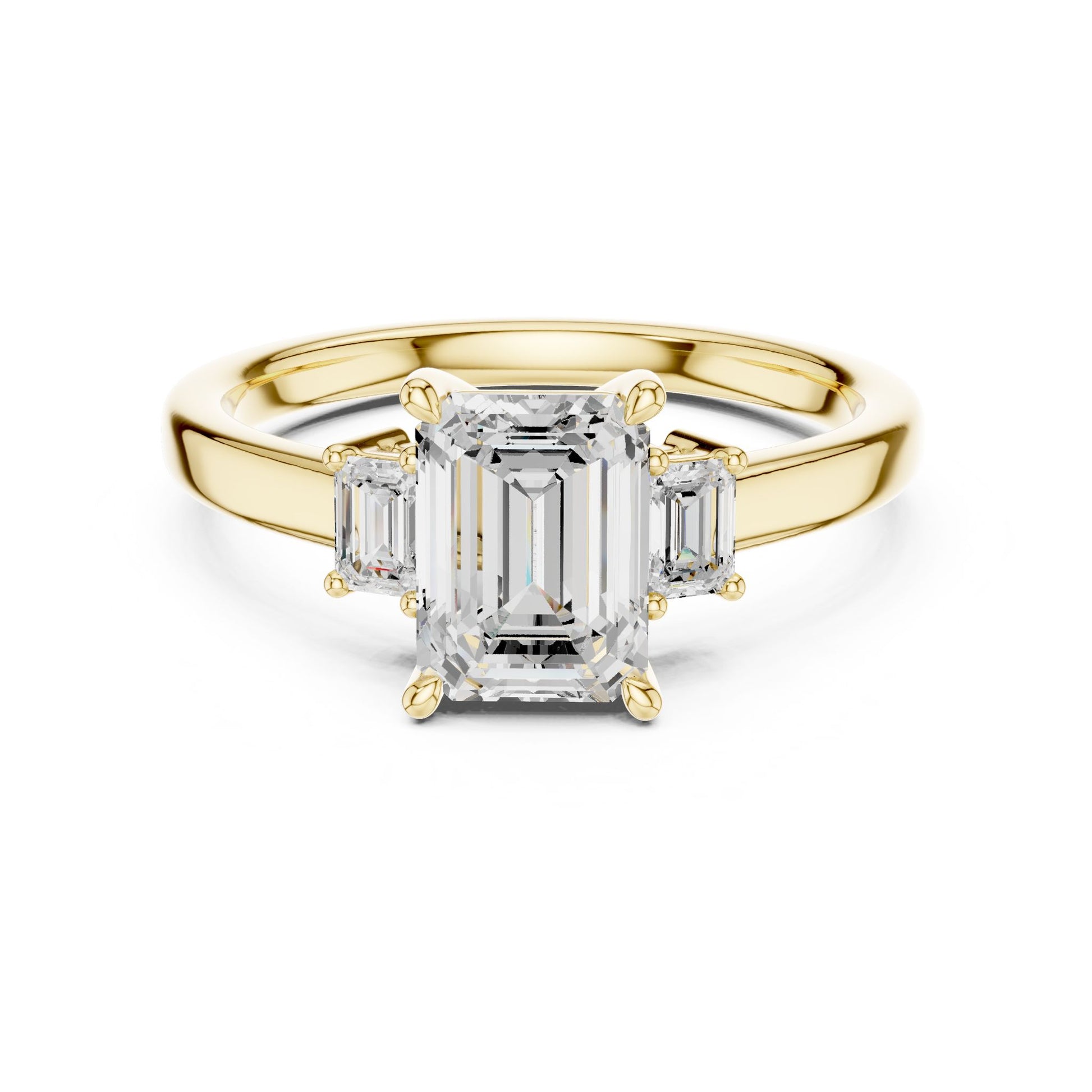Emerald Lab Grown Diamond Three-Stone Engagement Ring