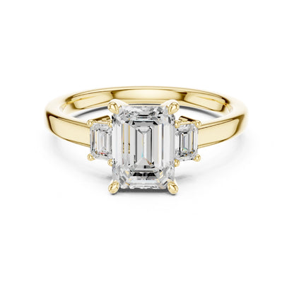 Emerald Lab Grown Diamond Three-Stone Engagement Ring