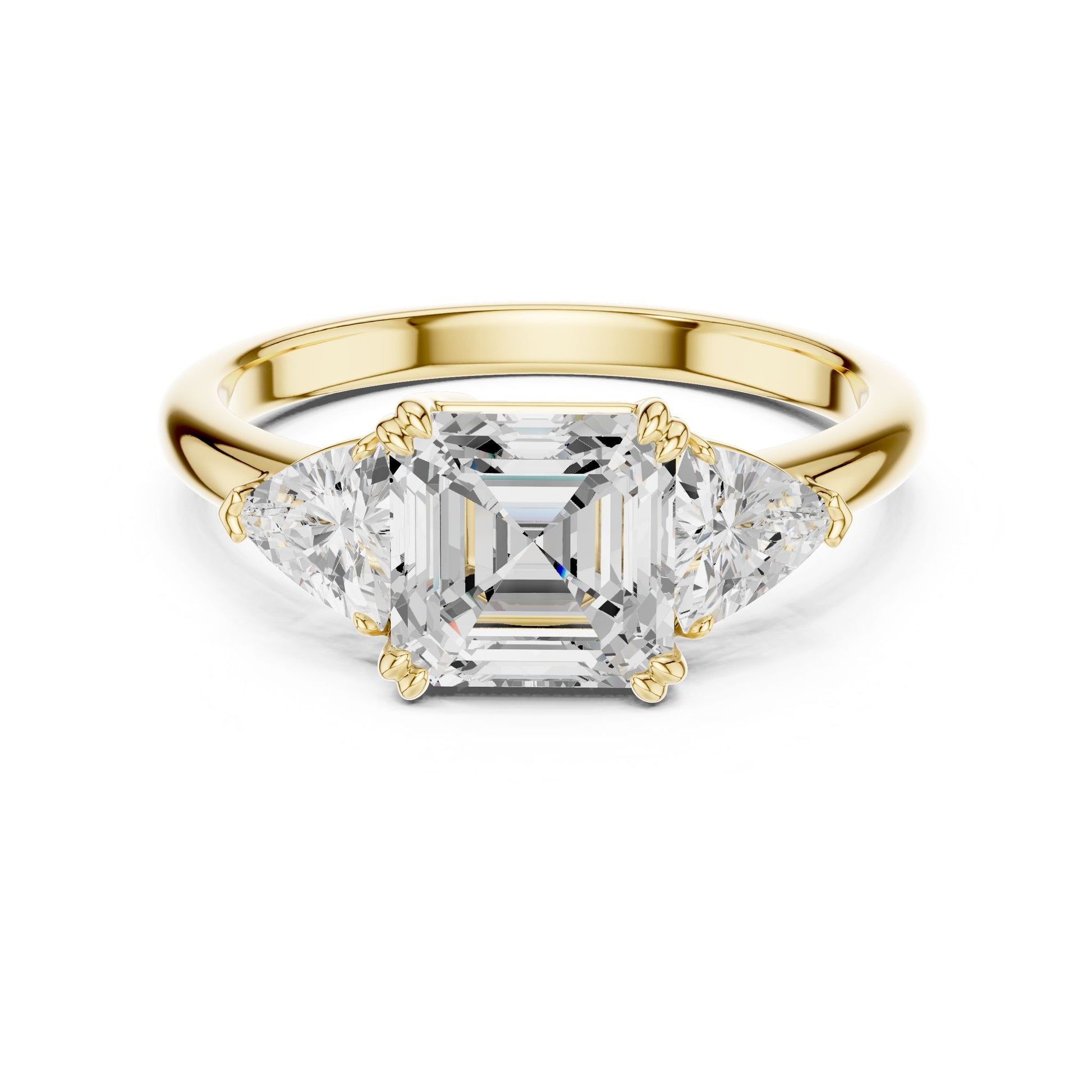 Emerald Lab Grown Diamond Three-Stone Engagement Ring