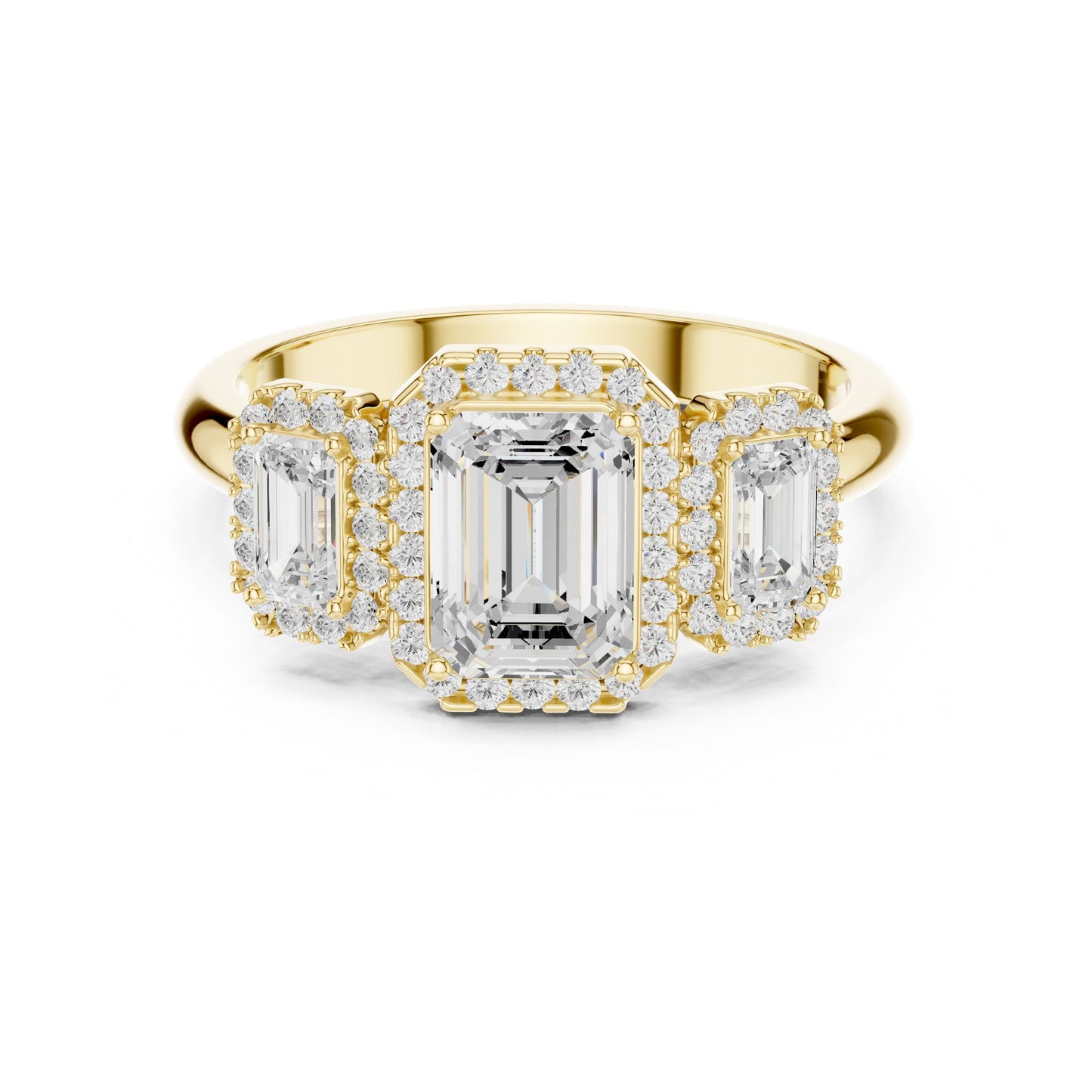 Emerald Lab Grown Diamond Three-Stone Engagement Ring
