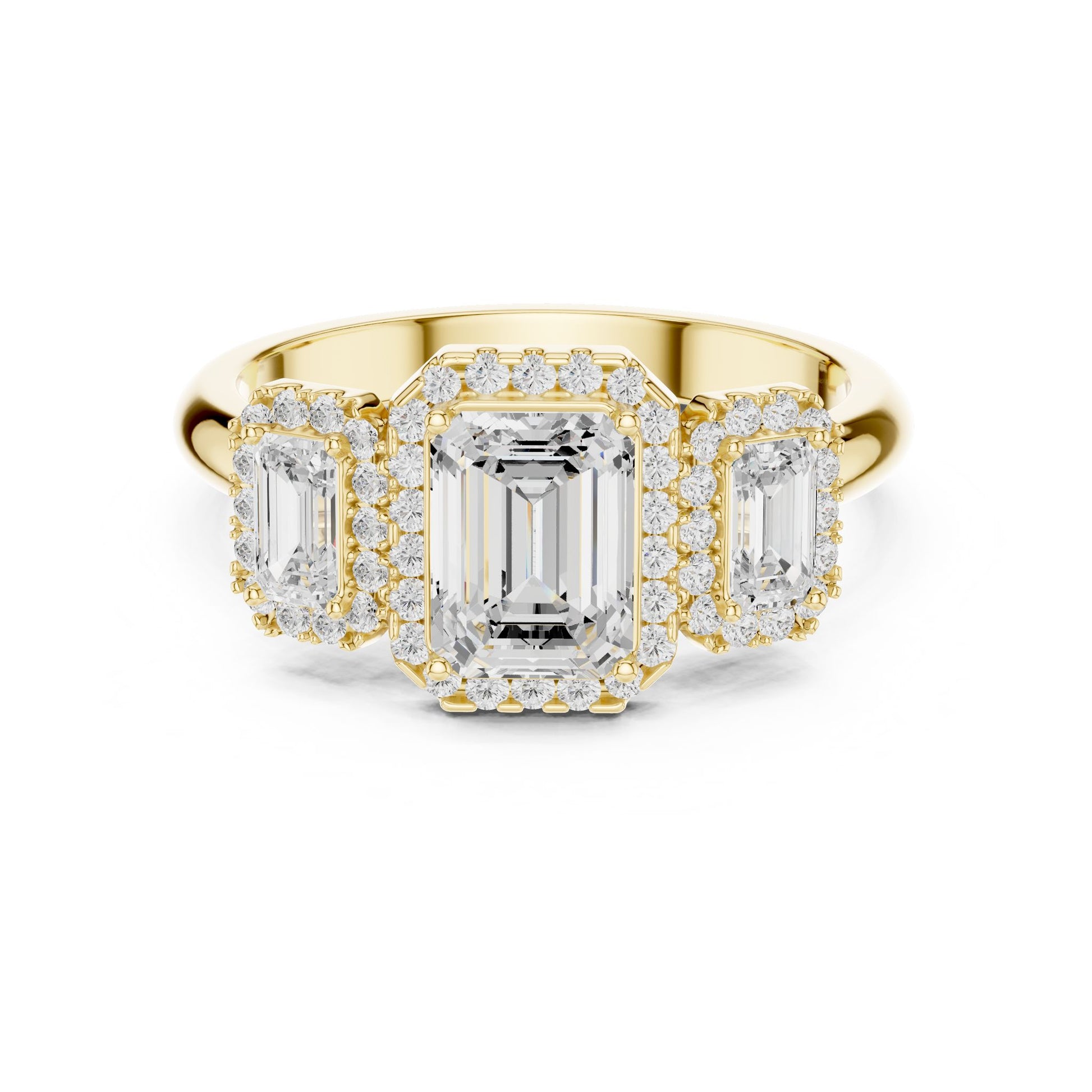 Emerald Lab Grown Diamond Three-Stone Engagement Ring