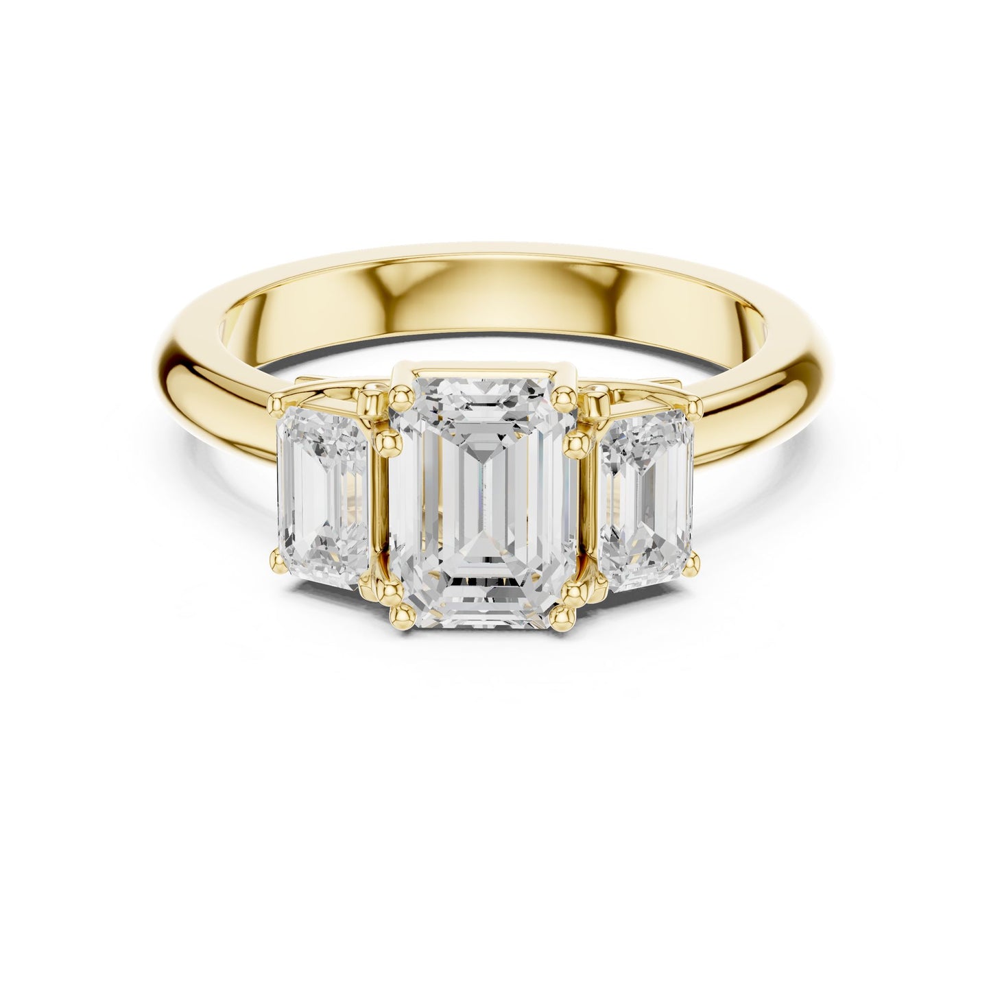 Emerald Lab Grown Diamond Three-Stone Engagement Ring