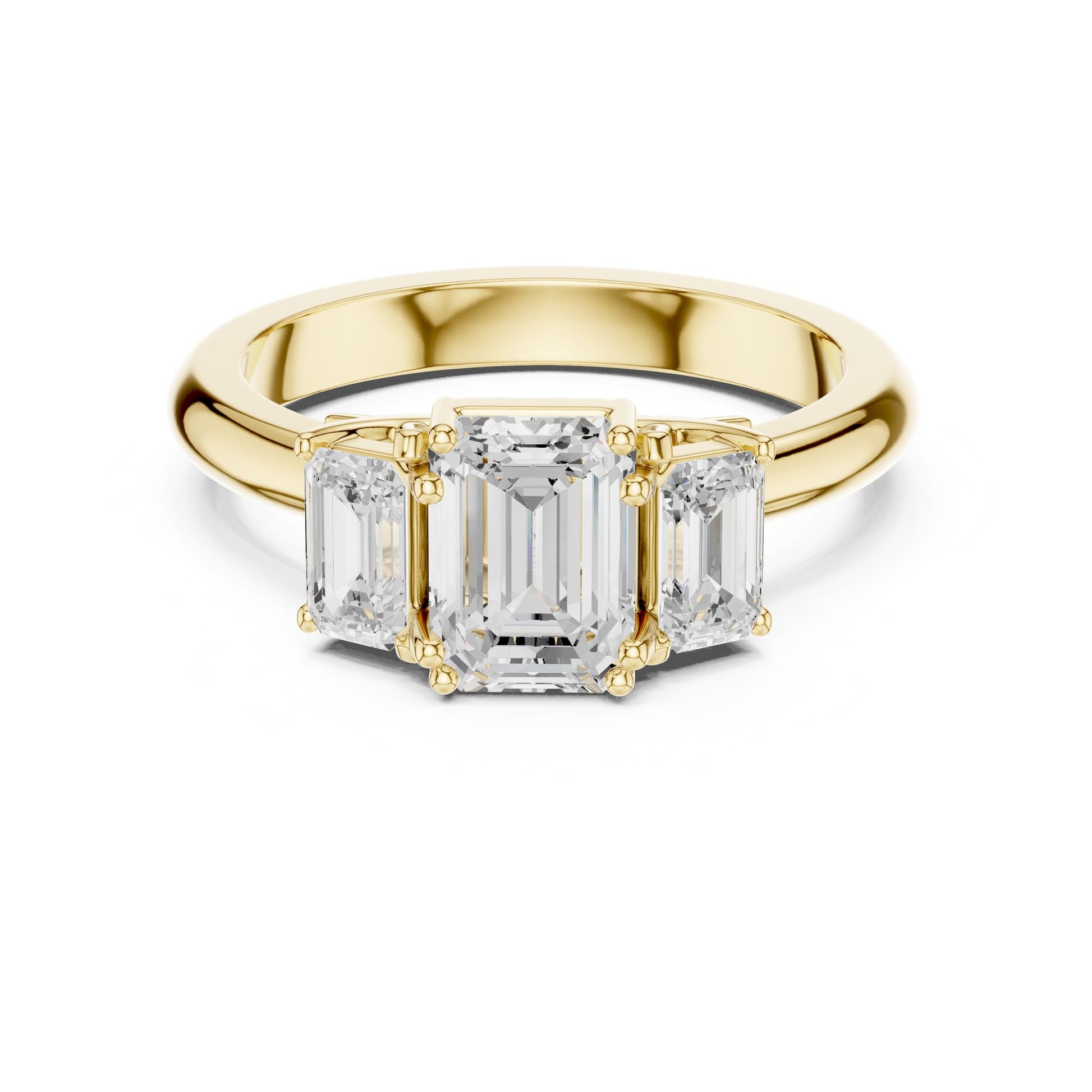 Emerald Lab Grown Diamond Three-Stone Engagement Ring