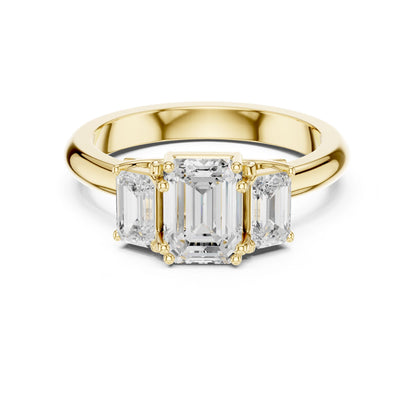 Emerald Lab Grown Diamond Three-Stone Engagement Ring