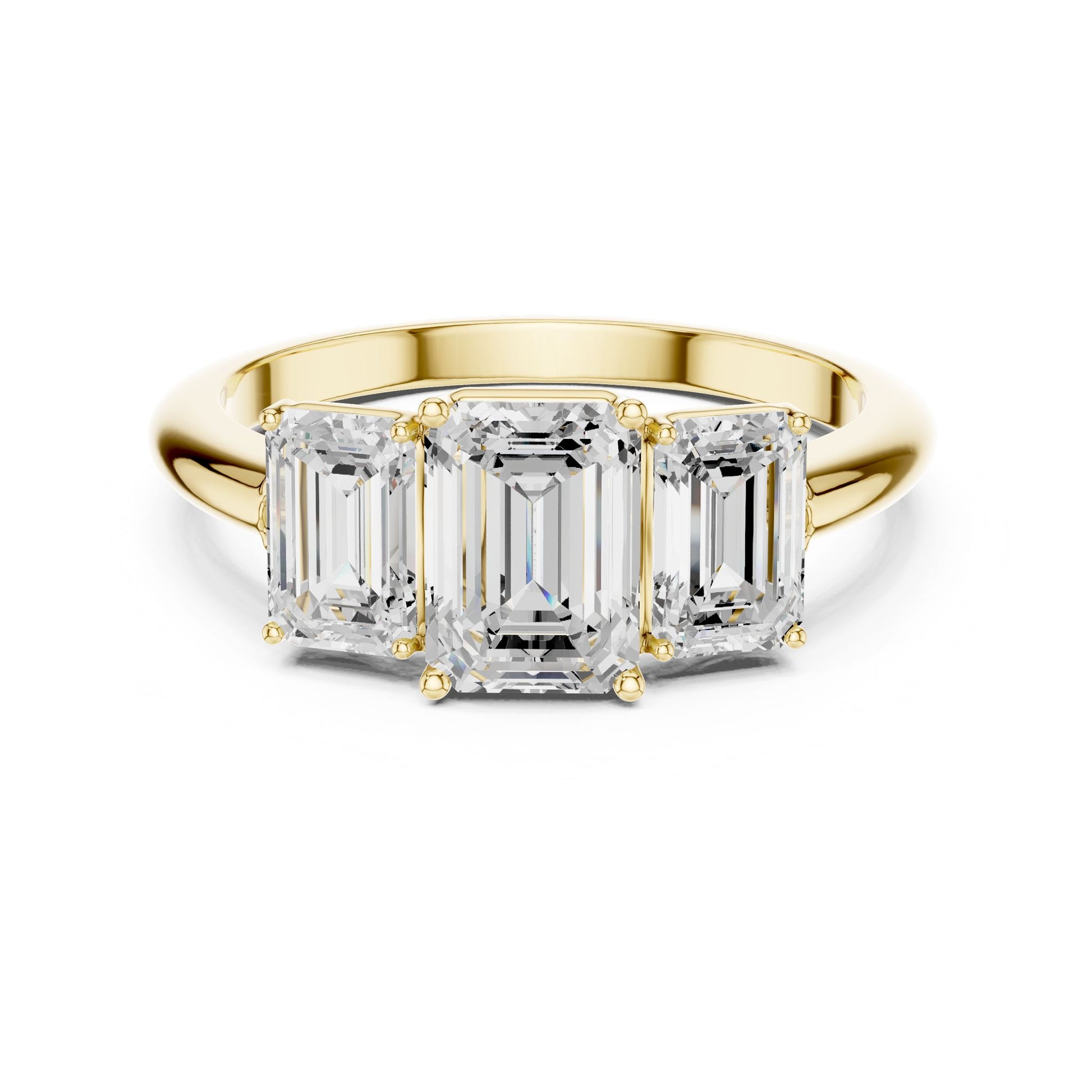 Emerald Lab Grown Diamond Three-Stone Engagement Ring