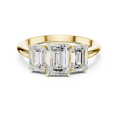 Emerald Lab Grown Diamond Three-Stone Engagement Ring