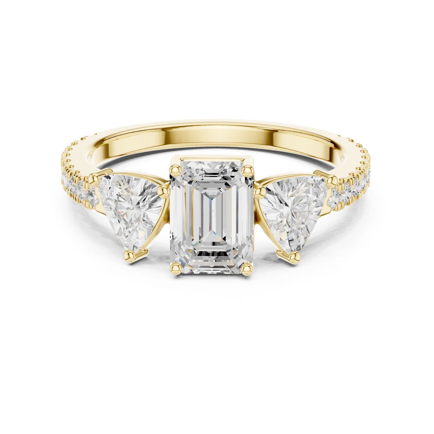 Emerald Lab Grown Diamond Three-Stone Engagement Ring