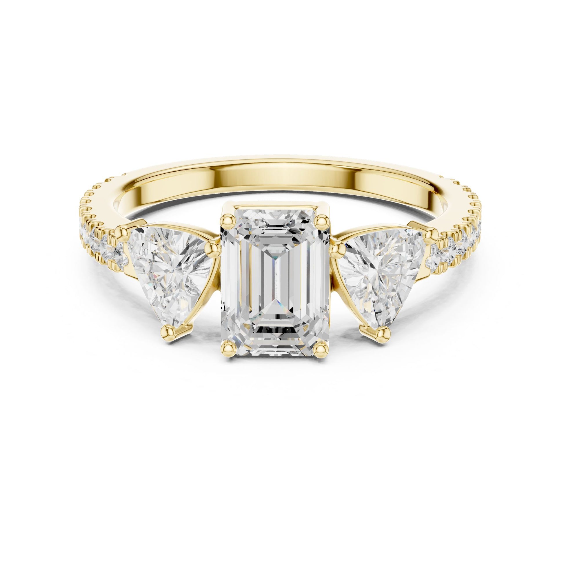 Emerald Lab Grown Diamond Three-Stone Engagement Ring