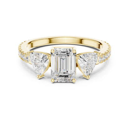 Emerald Lab Grown Diamond Three-Stone Engagement Ring