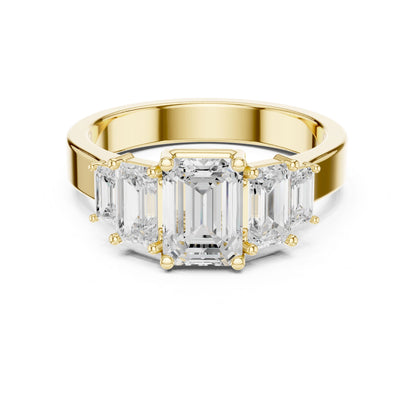 Emerald Lab Grown Diamond Three-Stone Engagement Ring